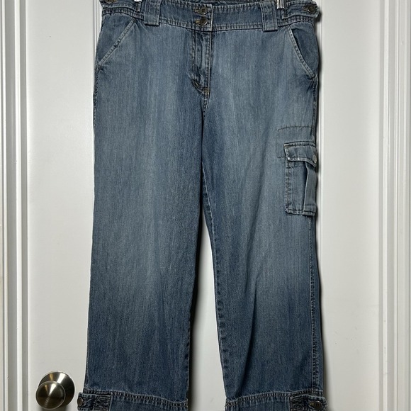 New York & Company Denim - New York & Company Vintage Y2K Mid‎ Wash Blue 100% Cotton Cargo Denim Jeans